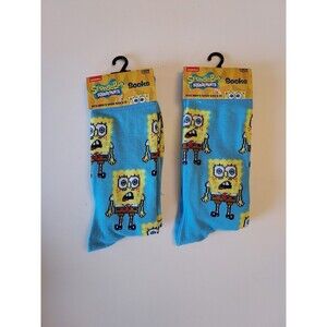 SET OF 2 SpongeBob SquarePants Men’s Crew Socks Size 6-12